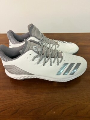 Adidas Icon Bounce Mens Size 14 Metal‎ Baseball Cleats White Green cleats CG5252 Adidas Icon Bounce Low Metal Baseball Cleats CG5252 White  main image 2