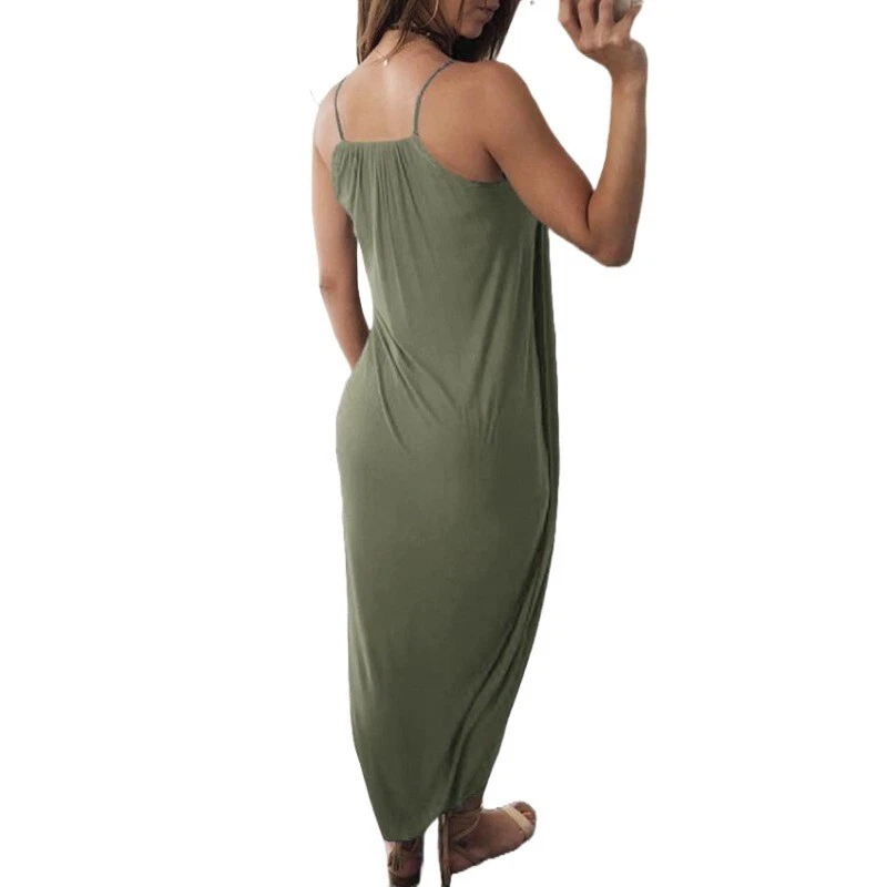 Чистый цвет с бретелью через шею платье - неравномерный кромки длинное платье для элегантных случаев - Изображение 4 из 4