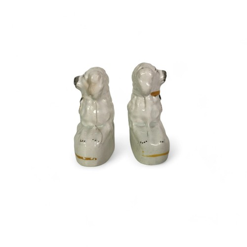 Rare Pair Of Small Victorian Seated Staffordshire Dogs C. 1860 - Picture 5 of 7