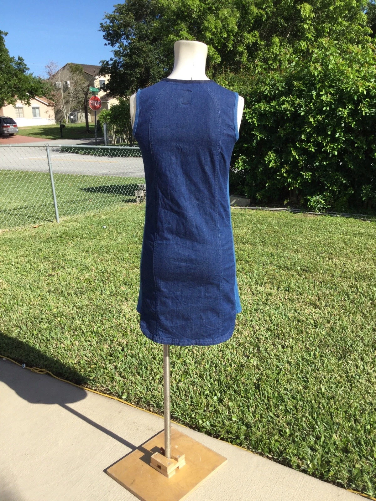 ABITO TORY BURCH MED WASH DENIM BLU ELASTICIZZATO SENZA MANICHE CERNIERA DAVANTI Tg XS