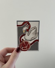ACEO Original Swan Pomegranate Drawing by Layla_Studi0 2.5x3.5
