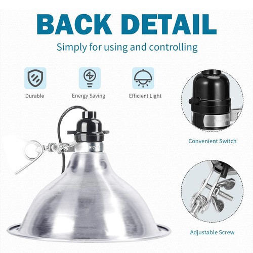 Clamp Lamp Light with Detachable 8.5 Inch Aluminum Reflector, 150 Watt E26 So... - Picture 3 of 7