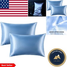 Set of 2 Luxury Satin Silky Pillowcases with Zipper Closure - King Size 20x36