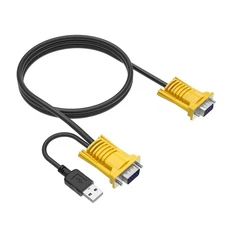 10ft USB VGA 2in1 KVM Cable for VGA KVM Switch (1pack, Yellow) 1pack 3m/10ft
