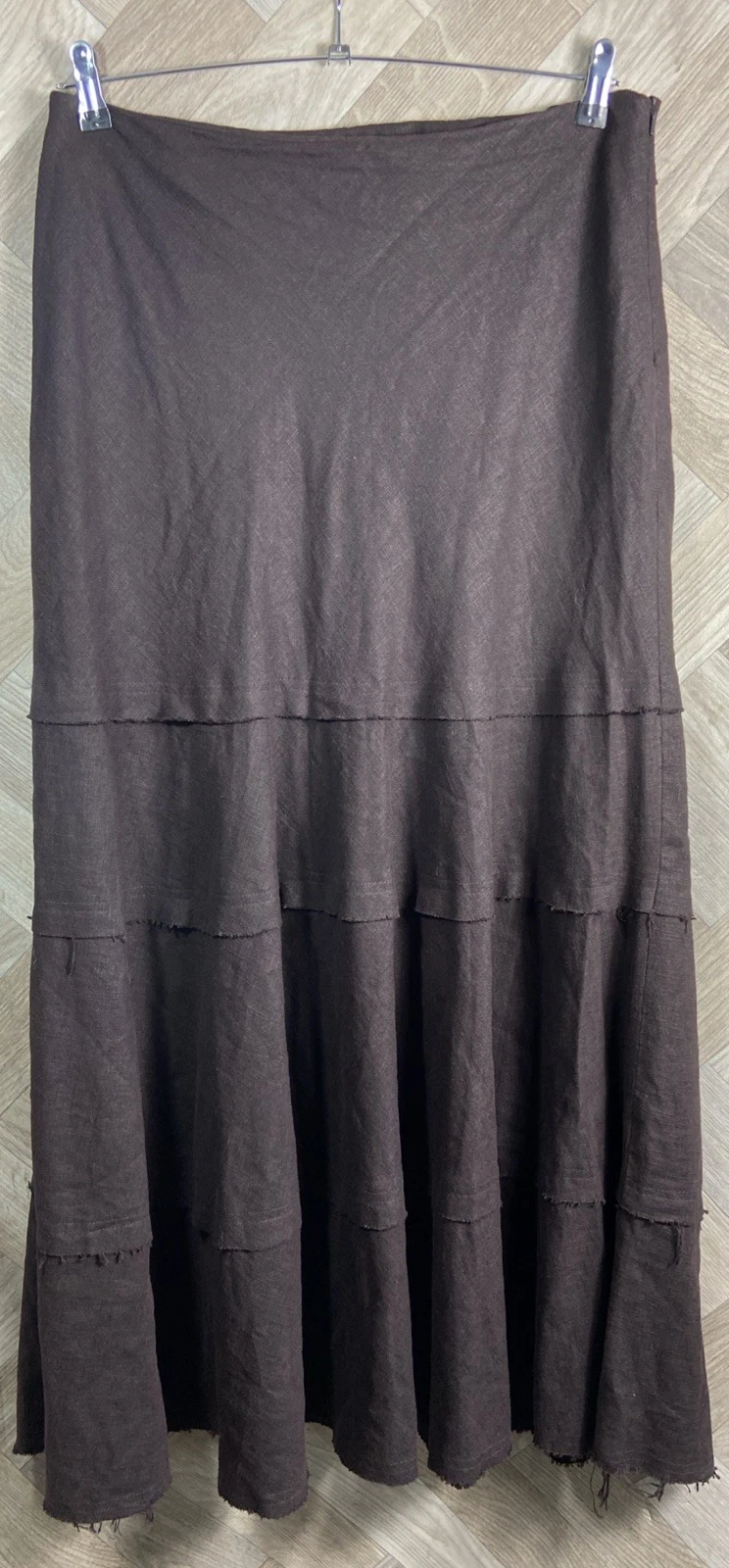 Long Tall Sally Mocha Brown Long Maxi Skirt Size 16 Linen Mix