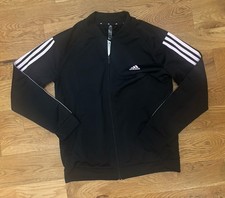 Womens Adidas Full Zip Jacket Black Pink Accents Large L