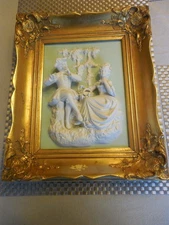 Antique Framed Alt Meissen Porcelain Relief Plaque