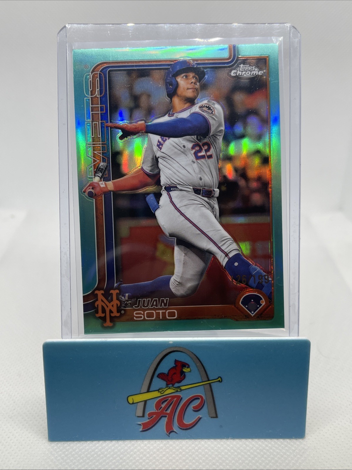 2025 Topps Chrome Juan Soto #200 Aqua Refractor /199 New York Mets