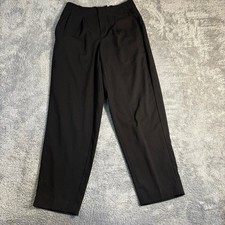 Black High Waisted Pleated Tapered Leg Trousers with Elastic Back Waist