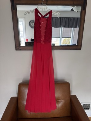 Red Lace, Top And Chiffon Bottom Dance Costume