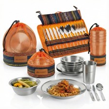 Wealers Unique Complete Messware Kit Polished Stainless Steel Dishes Set Tab...