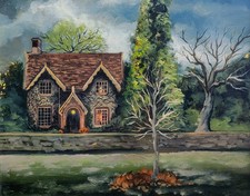 Halloween House Landscape Original Oil Painting -Direct From The Artist- Spooky