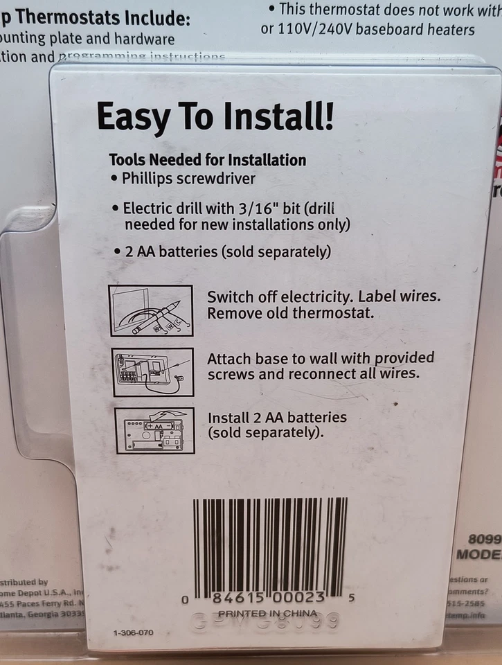 ritetemp™ Pure Comfort Solutions™ Universal Replacement Heat/Cool Thermostat.NEW - Image 3 of 4