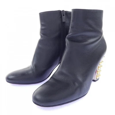 Bottes courtes Christian Louboutin Vasa Booty 85 talons EU:35,5 US:5,5 cuir noir - Photo 1/4