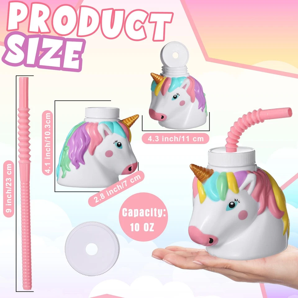 Paquete de 12 tazas de fiesta unicornio - 10 oz plástico reutilizable, baby shower y cumpleaños S... Foto 2 de 4