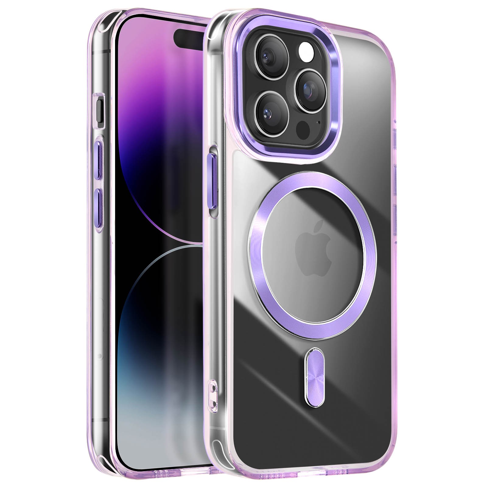Coque iPhone 14 Pro Avizar finition premium en gel souple violet haute densite