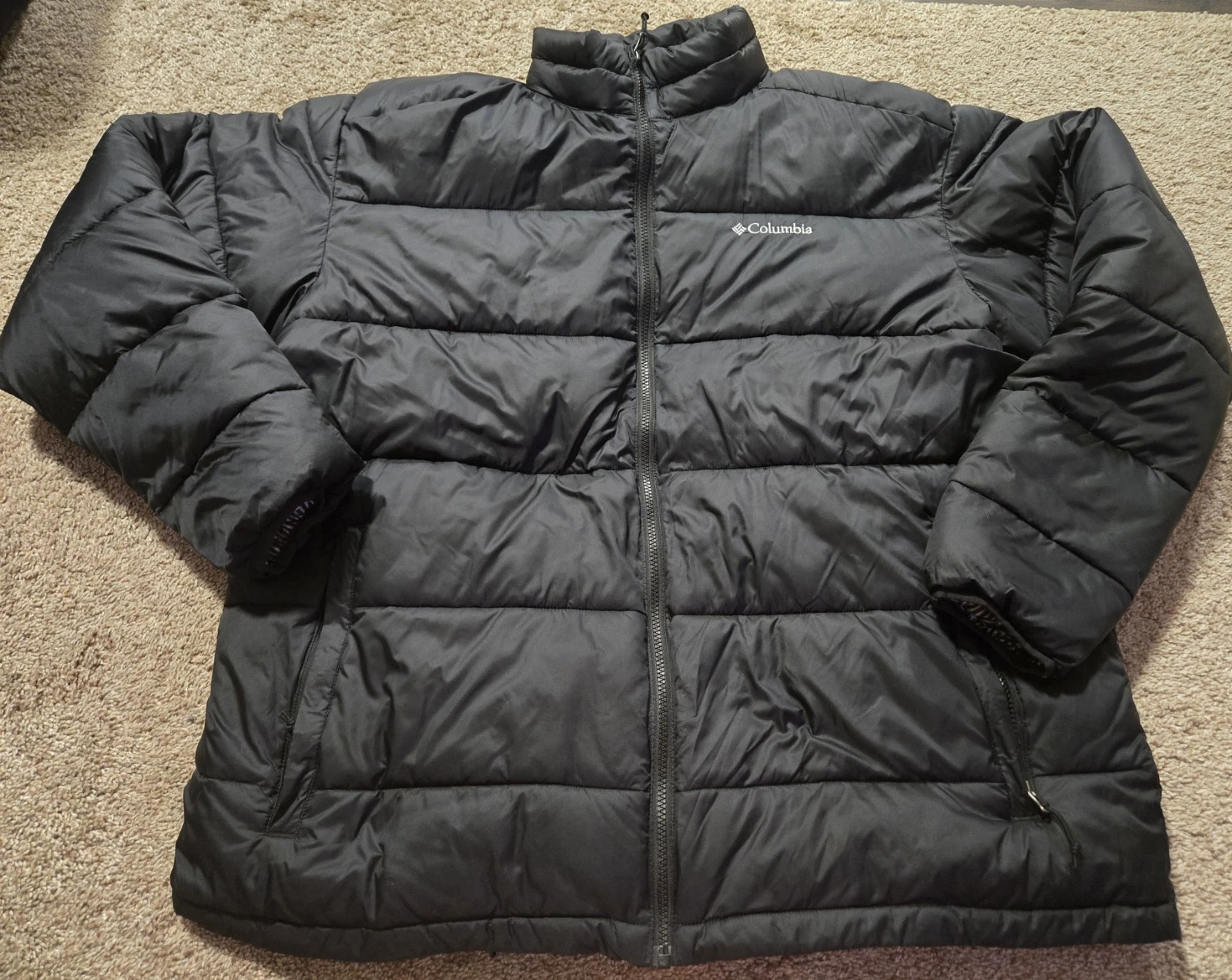 Columbia Thermal Coil Puffer Jacket Mens XXL Black Full Zip Insulated Coat