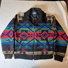 VTG Pendleton Mens Western Wear Aztec Wool Bomber Jacket M Medium