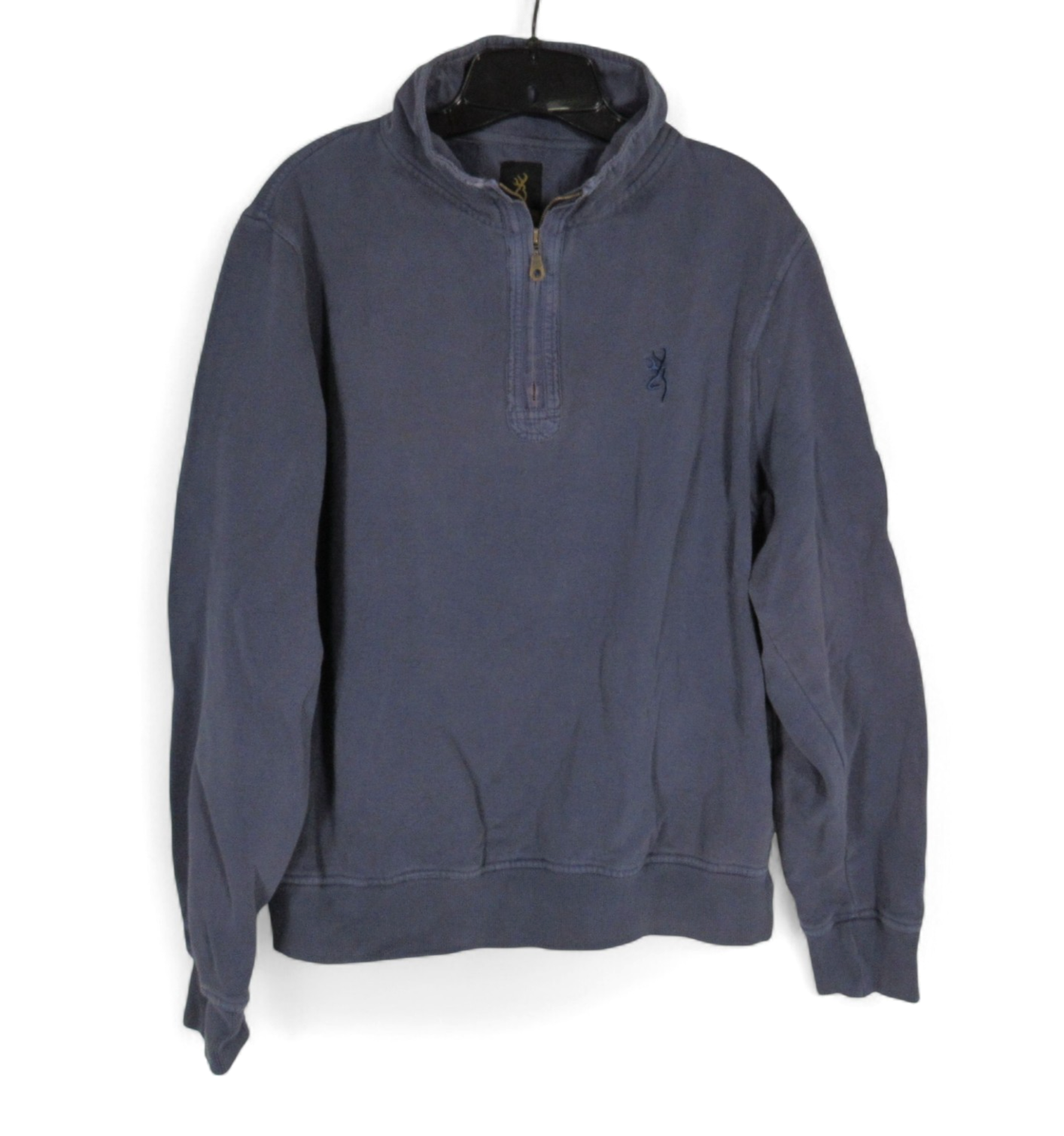 BROWNING Blue FLEECE BACKING Pullover LOGO 1/4 Zip MEN'S SWEATSHIRT/TOP Sz M