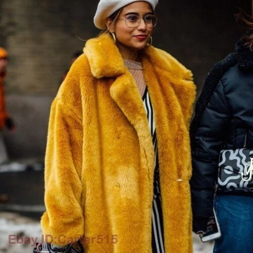 OFF WHITE Cappotto lungo pelliccia sintetica coniglio visone pelliccia sintetica cappotto invernale ispessito parka caldo outwear