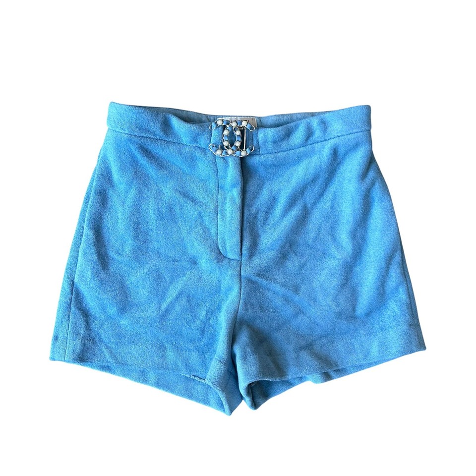 Light Blue Terry Towelling High Waisted Shorts S/10