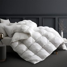 Goose Feather Down Comforter Cal King - California King Pinch Pleat-white