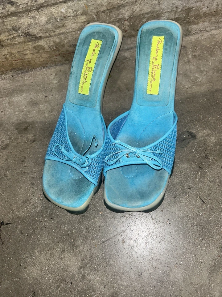 VINTAGE MATERIA PRIMA POR GOFFREDO FANTASINI Chunky Blue TAMANHO 9 EUA SALTO GATINHO Y2K - Imagem 4 de 4