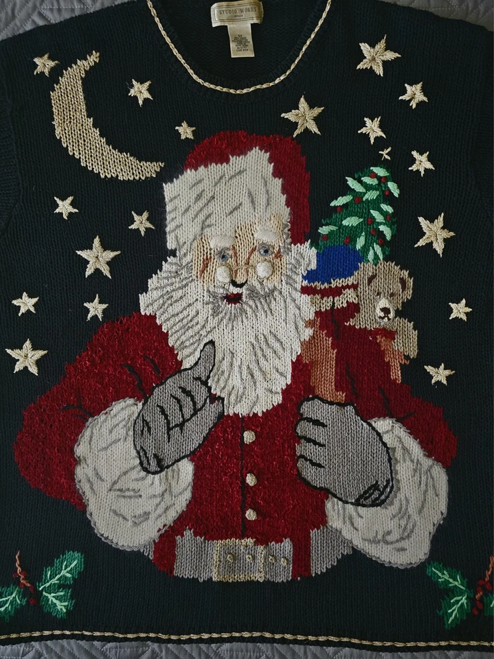 Suéter Navidad Vintage Studio Works Mujer 3X "Scolding Santa"  Foto 3 de 4