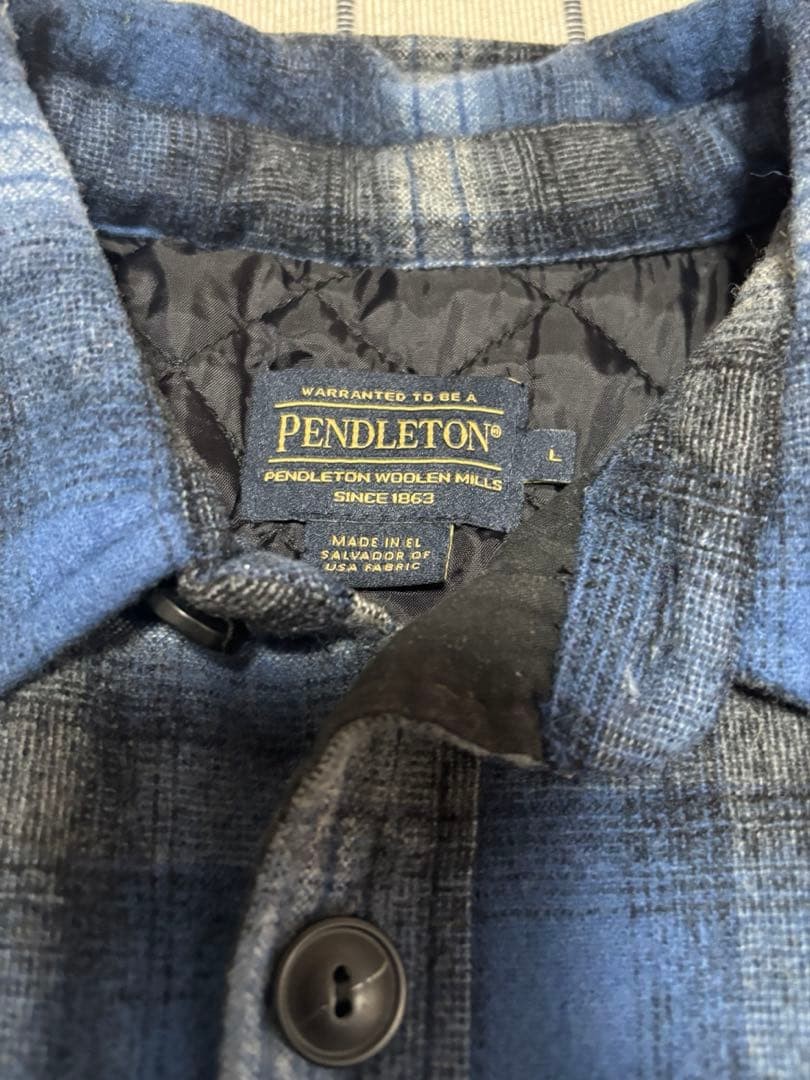 Pendleton Wool CPO Jacket Blue/Black Quilted Line… - image 3