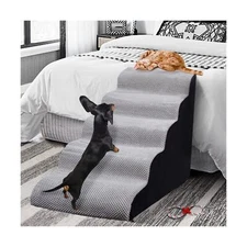 INRLKIT 5 Tiers Pet Foam Stairs for High Beds, 30D High Density Dog Foam Ramp...