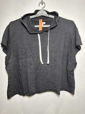 Women's Plus Size Short Sleeve Hooded Sleep Sweatshirt - Colsie Black 1X