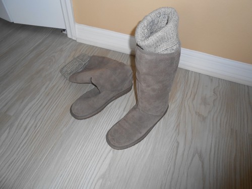 Women's~ COACH~GEORGIA INITIAL C LOGO SUEDE CABLE KNIT PULL-ON BOOTS Size 8 M - Picture 2 of 10