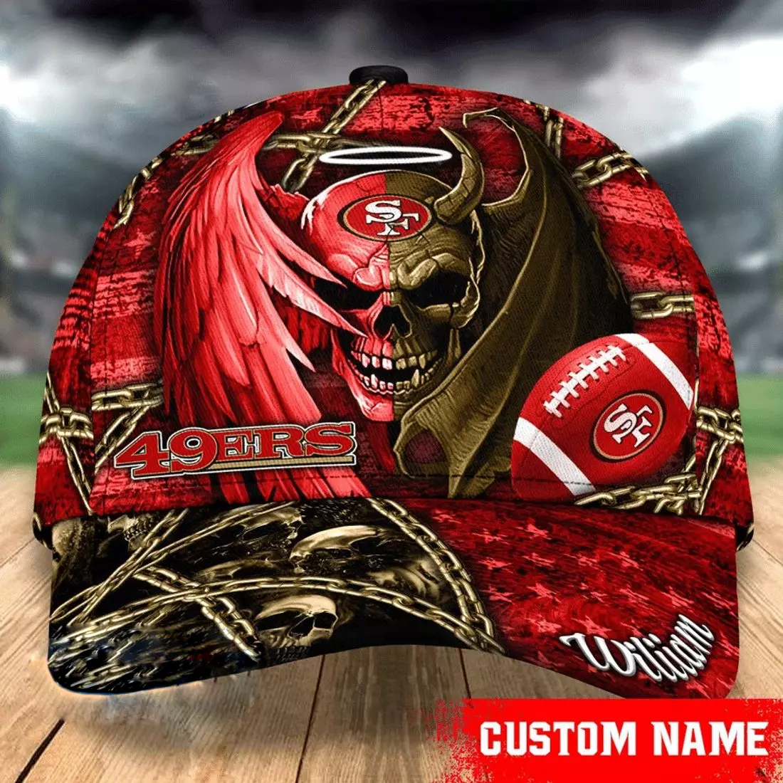 Personalized San Francisco 49ers NFL Skull and Angel Classic Cap. Gift For  Fans.