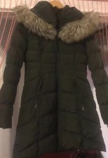 Women’s Laundry Down Puffer Long Jacket Coat Army Green Xs