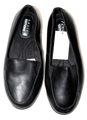 Basic Editions Women's Evelyn Black Casual Slip-on Wedge Heel Shoes 6W or 7.5W