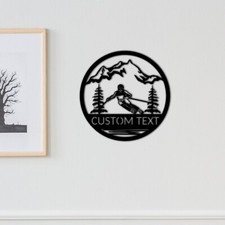 Custom Skiing Metal Sign Personalized Skier Wall Art Home Decor Ski Gift