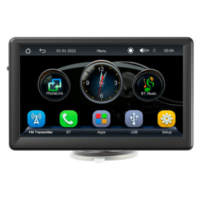 Portable Carplay Touch Screen WiFi iPhone Android Auto GPS Music Player+Remote