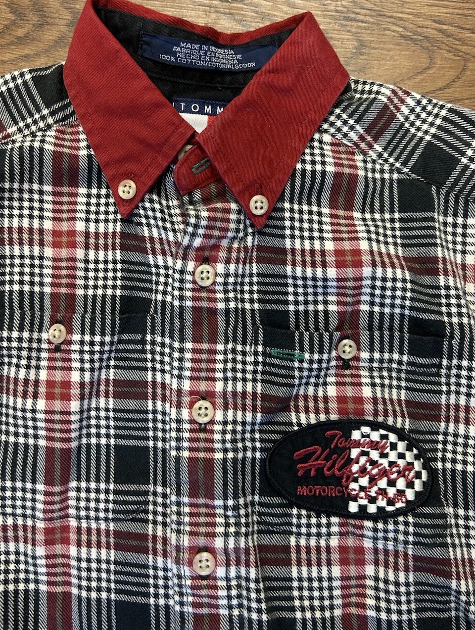 Vintage Tommy Hilfiger Motorcycle Button Down Toddler Shirt 90s Box Logo Rare image 2
