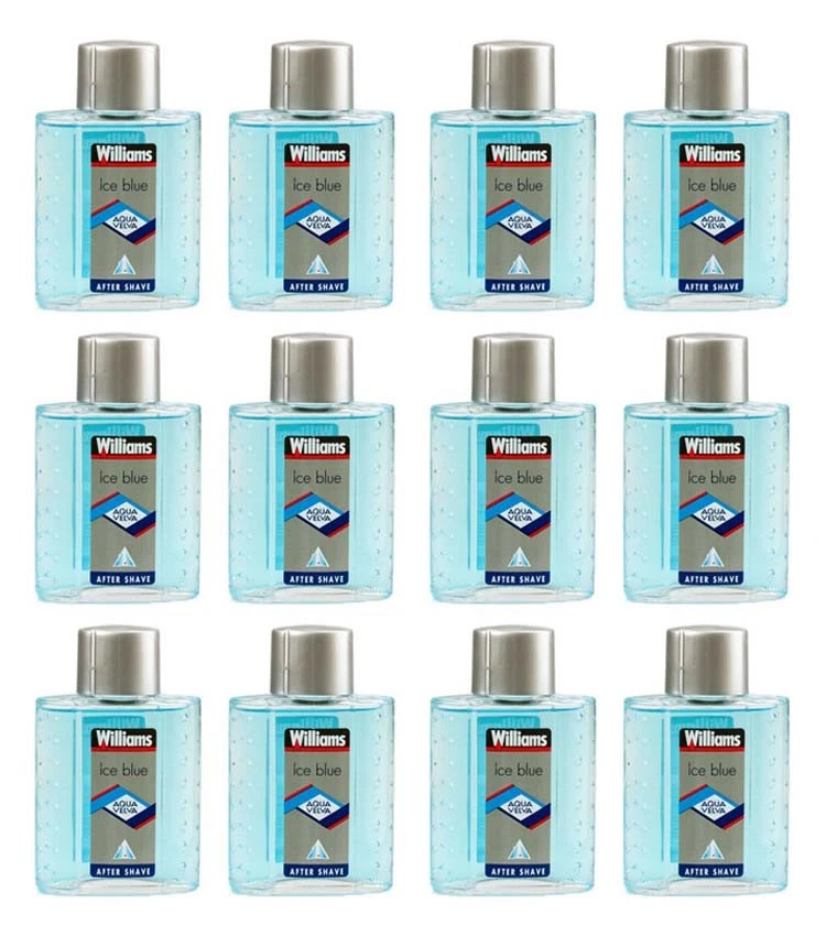 12 pezzi WILLIAMS ICE BLUE AQUA VELVA After Shave Dopo Barba uomo 100ml NUOVO