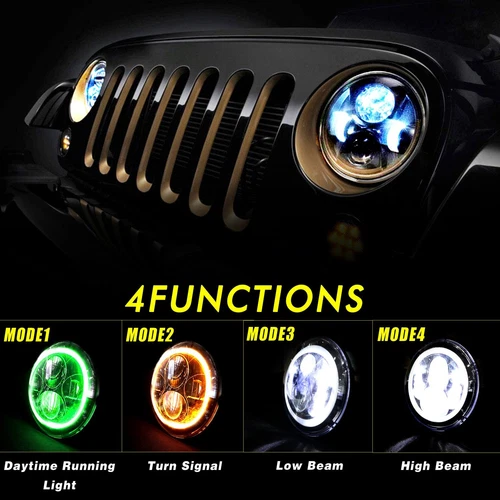 Green Halo LED Headlights+Fog Lights for 2018-2025 Jeep Wrangler JL Gladiator JT - Bild 6 von 24