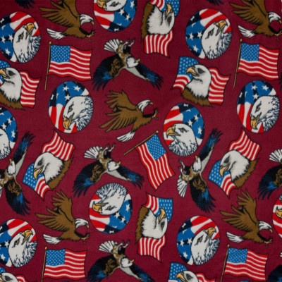 Patriotic American Eagle Red Fleece Fabric - 60'' Wide - Sold by The Yard & Bolt