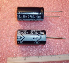 QTY 2 2200uf 50V 85' ALUMINUM ELECTROLYTIC CAPACITORS UVX1H222MCA NICHICON