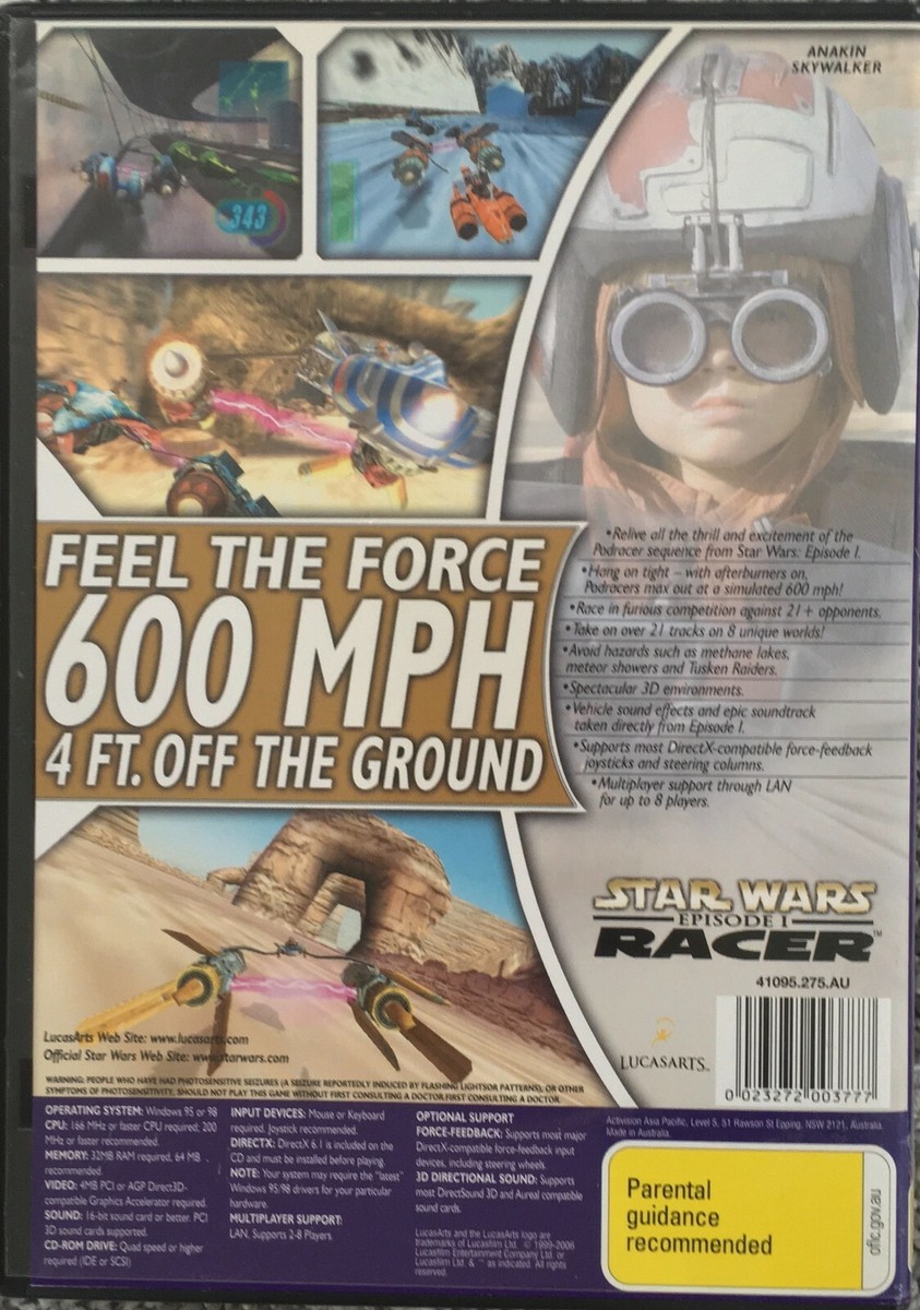 Star Wars Episode 1 Racer PC Game Windows Computer 95/98 CD-ROM
