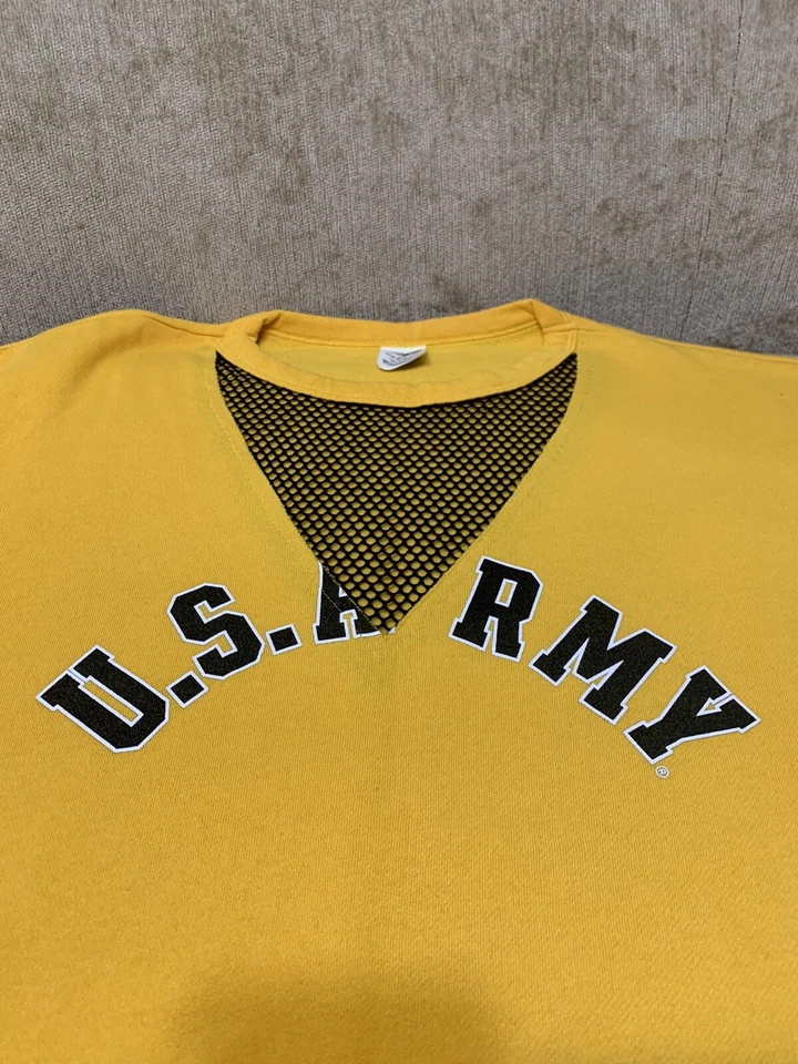 Sudadera Rosa Victoria's Secret Cuello en V Amarillo Rayas Ejército de EE. UU. Logo Pullover XS Foto 3 de 4