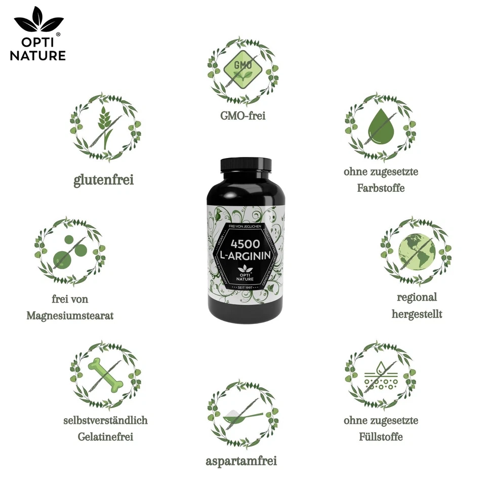 L-Arginin 4.500 hochdosiert 365 Kapseln I hoch Bioverfügbar I ohne Füllstoffe - Bild 2 von 4