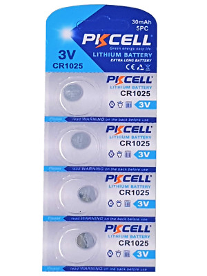 4 x CR1025  3V Lithium Knopfzelle 30 mAh ( 1 Blistercard a 4 Batterien ) PKCELL