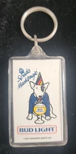 Bud Light Spuds Mackenzie 1987 Anheuser Bush Keychain white PARTY ANIMAL HAT.