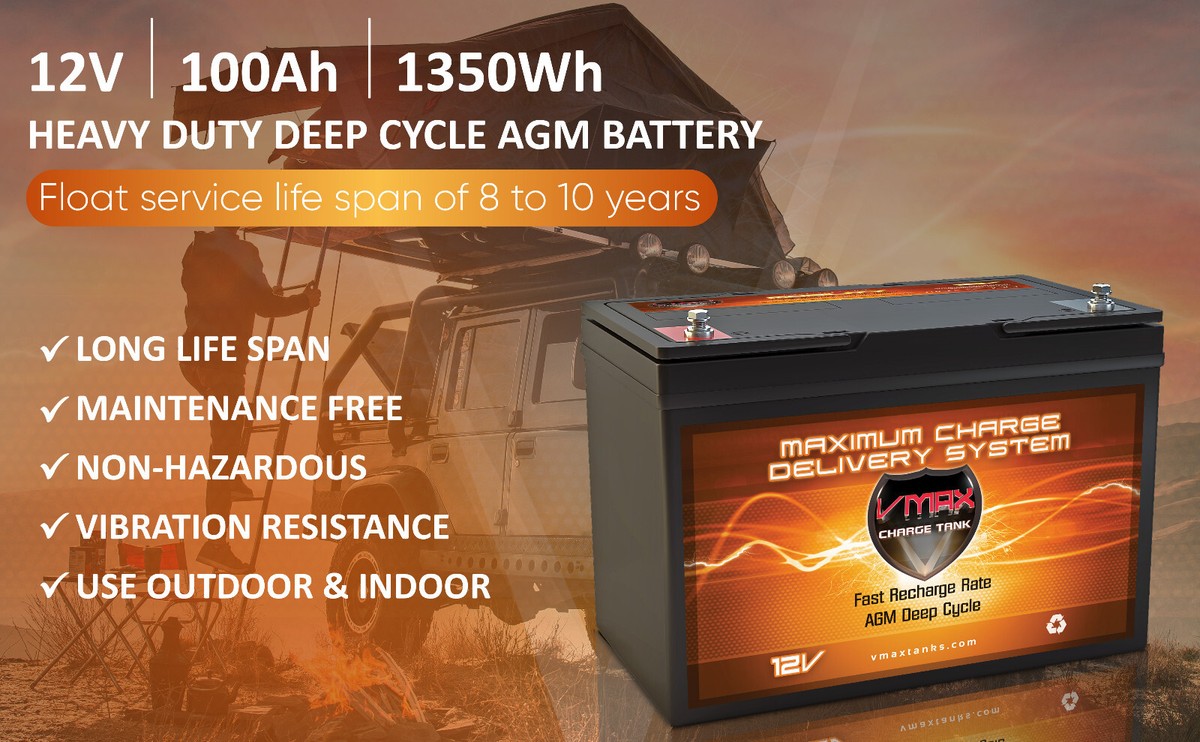 VMAX SLR100 100AH GR27 BATTERY AGM 12V FOR Patriot Solar 100W
