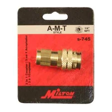 Milton S-745 1/4" NPT AMT-Style Solid Brass Coupler Made in the USA