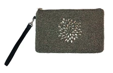 Vintage Bamboo Trading Company Hand Beaded Clutch/Wristlet/Makeup Bag